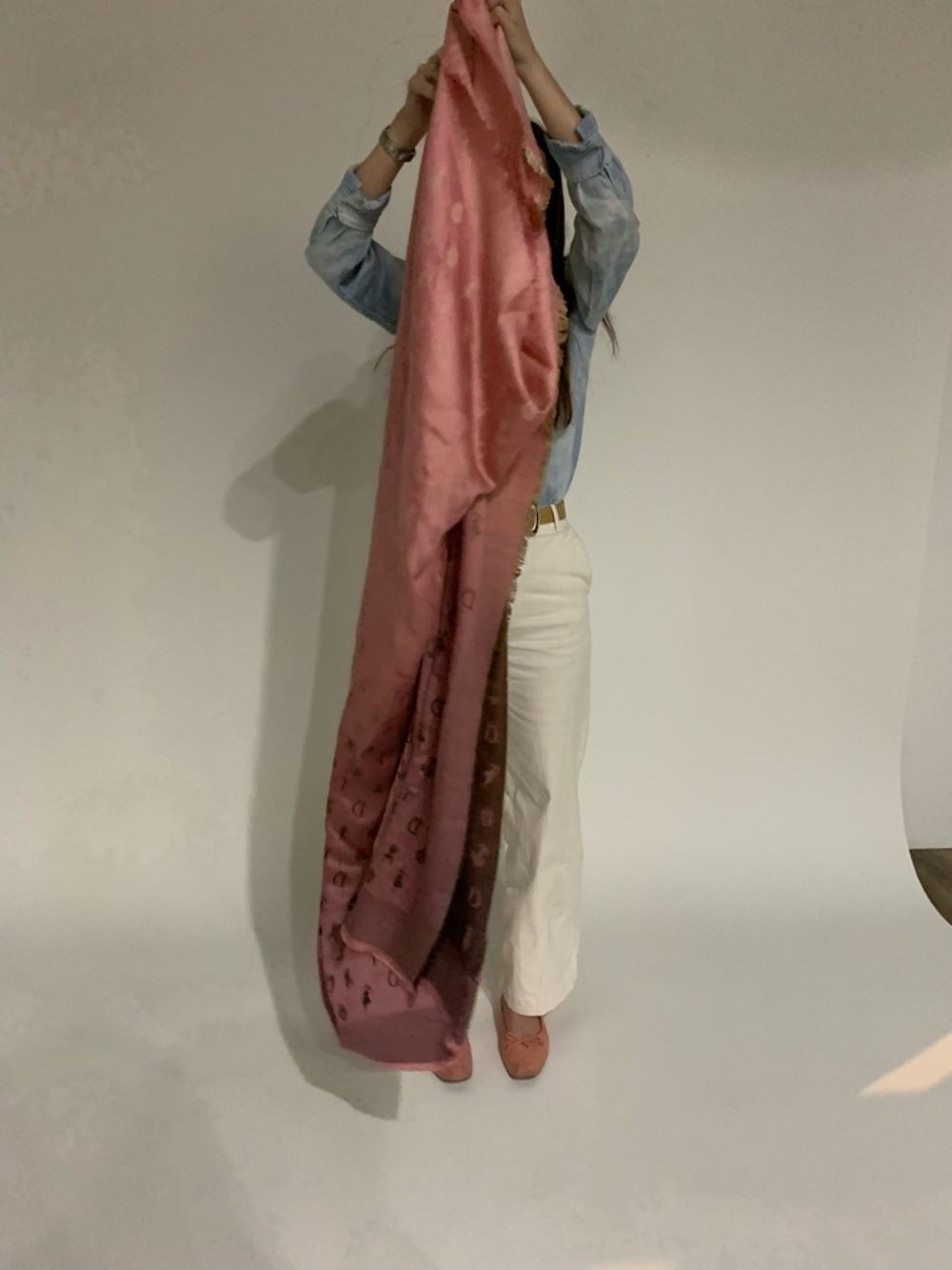 Dior Ombre Pink to Brown Signature Logo Shawl designer scarf - Picture 4 of 8